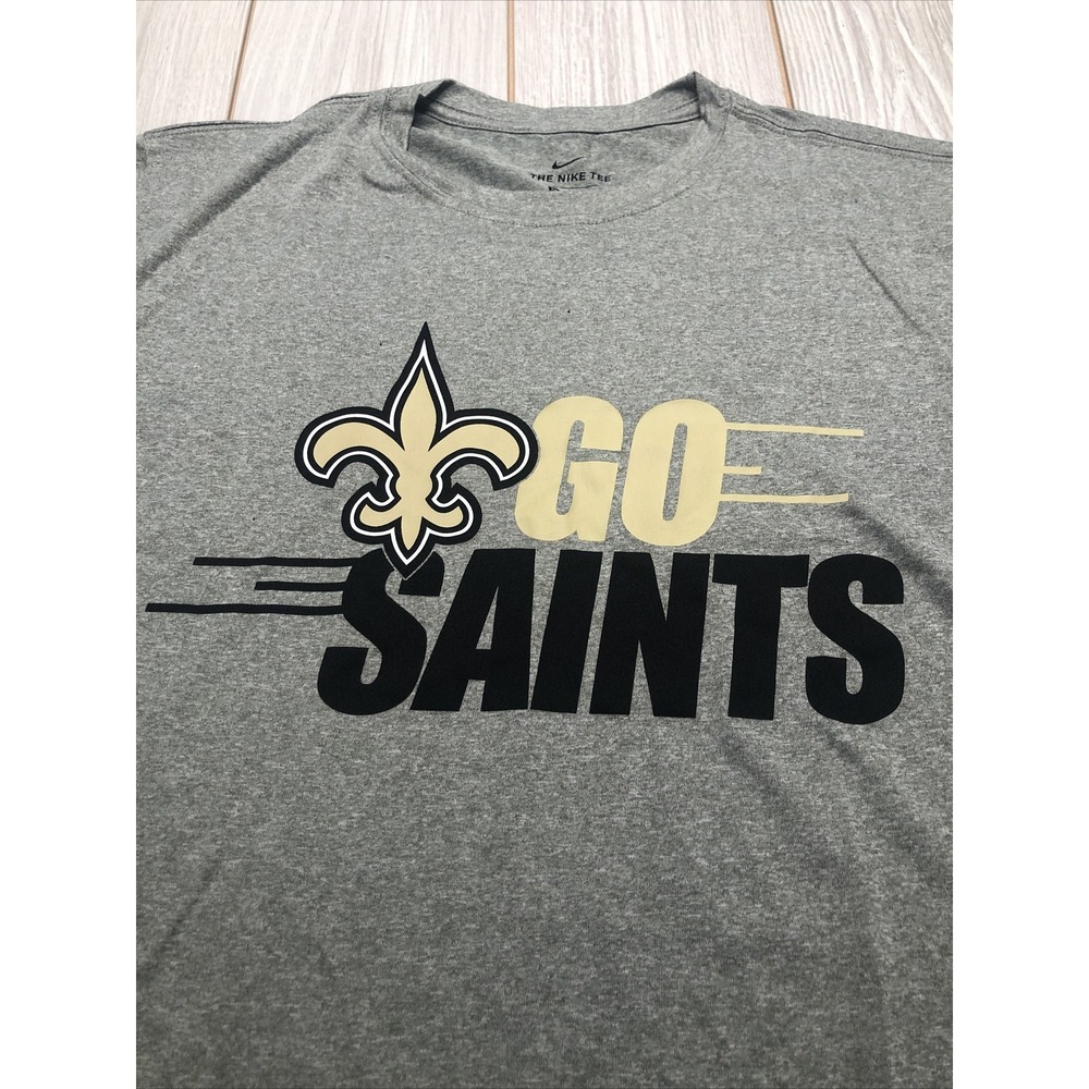 New Nike New Orleans Saints Mens Football Short Sleeve Shirt Size Medium Gray - Picture 3 of 5